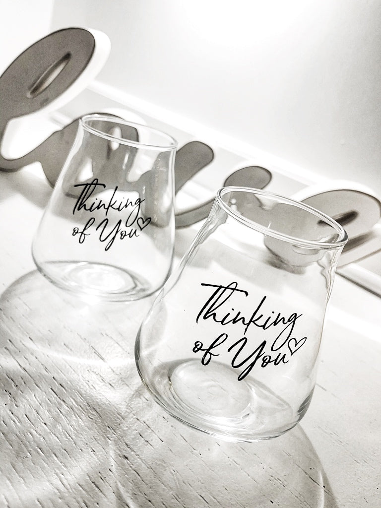 "Thinking of You" Stemless Wine Glasses (Set of 2) - We Are Family